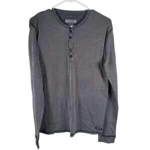 Kenneth Cole Reaction Men’s Henley Sweater Gray Large Lounge Nightshirt Knit